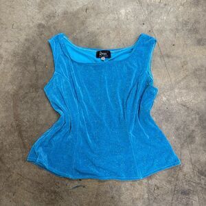 Vintage Y2K Blue Sparkly Glitter Corset Style Sleeveless Tank Top 20